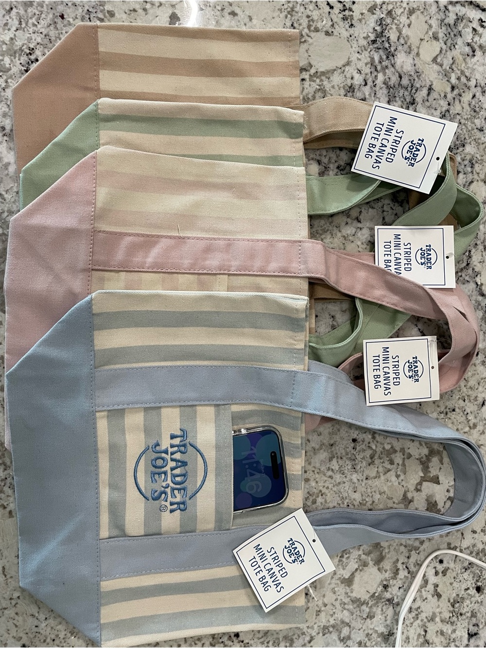Trader Joe's Striped Mini Tote Bag - Pastel Full House Set Lmtd